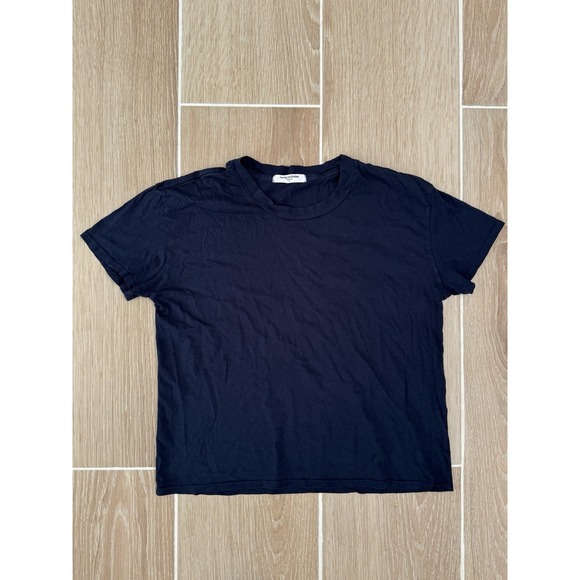 perfectwhitetee Tops - Perfect White Tee Shirt Womens Small Navy Short Sleeve 100% Cotton Tee Harley